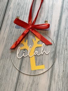 personalised reindeer inspired christmas bauble