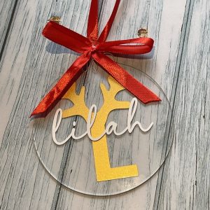 personalised reindeer inspired christmas bauble