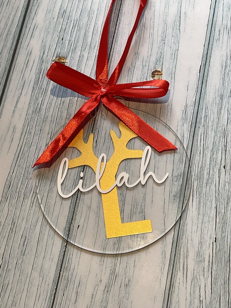 personalised reindeer inspired christmas bauble