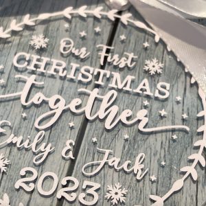Our first Christmas together bauble white vinyl