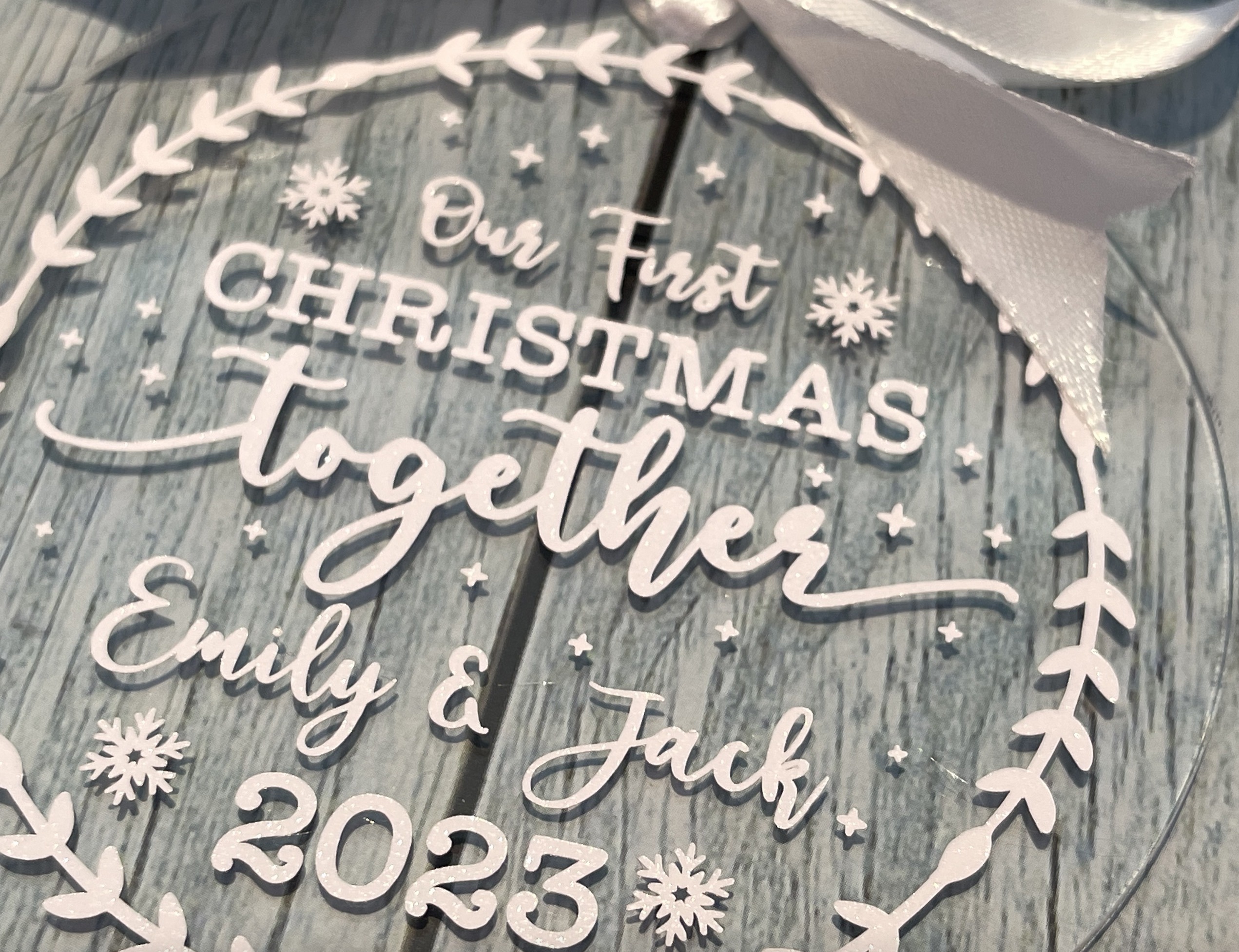 Our first Christmas together bauble white vinyl