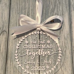 Our first Christmas together clear bauble