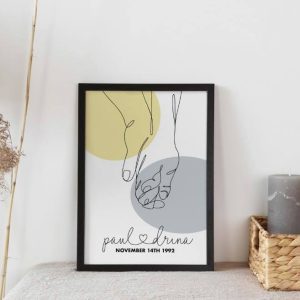 holding hands line art print
