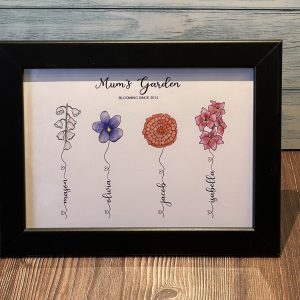 personalised family birth flower garden print