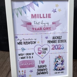 personalised first day at school keepsake print