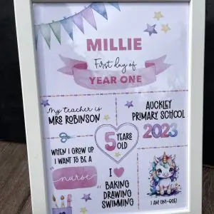 personalised first day at school keepsake print