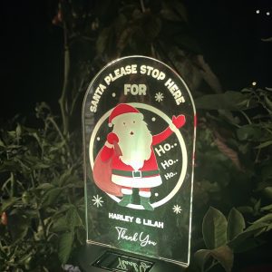 personalised santa stop here solar light