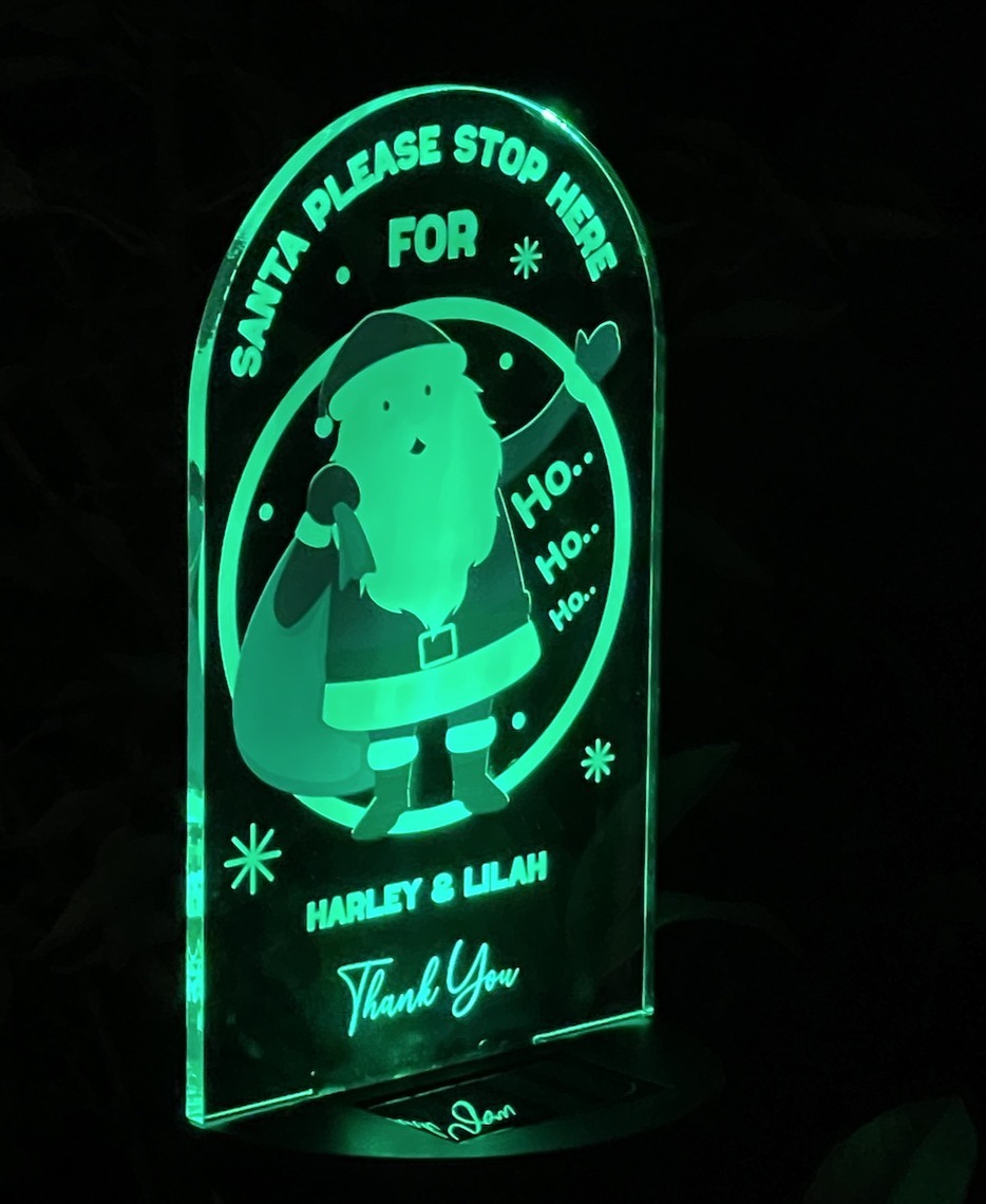 santa stop here kids solar light