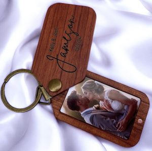 Engraved Wood Photo Keyring