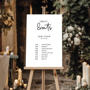 Order of Events wedding Sign - Minimalist contemporary