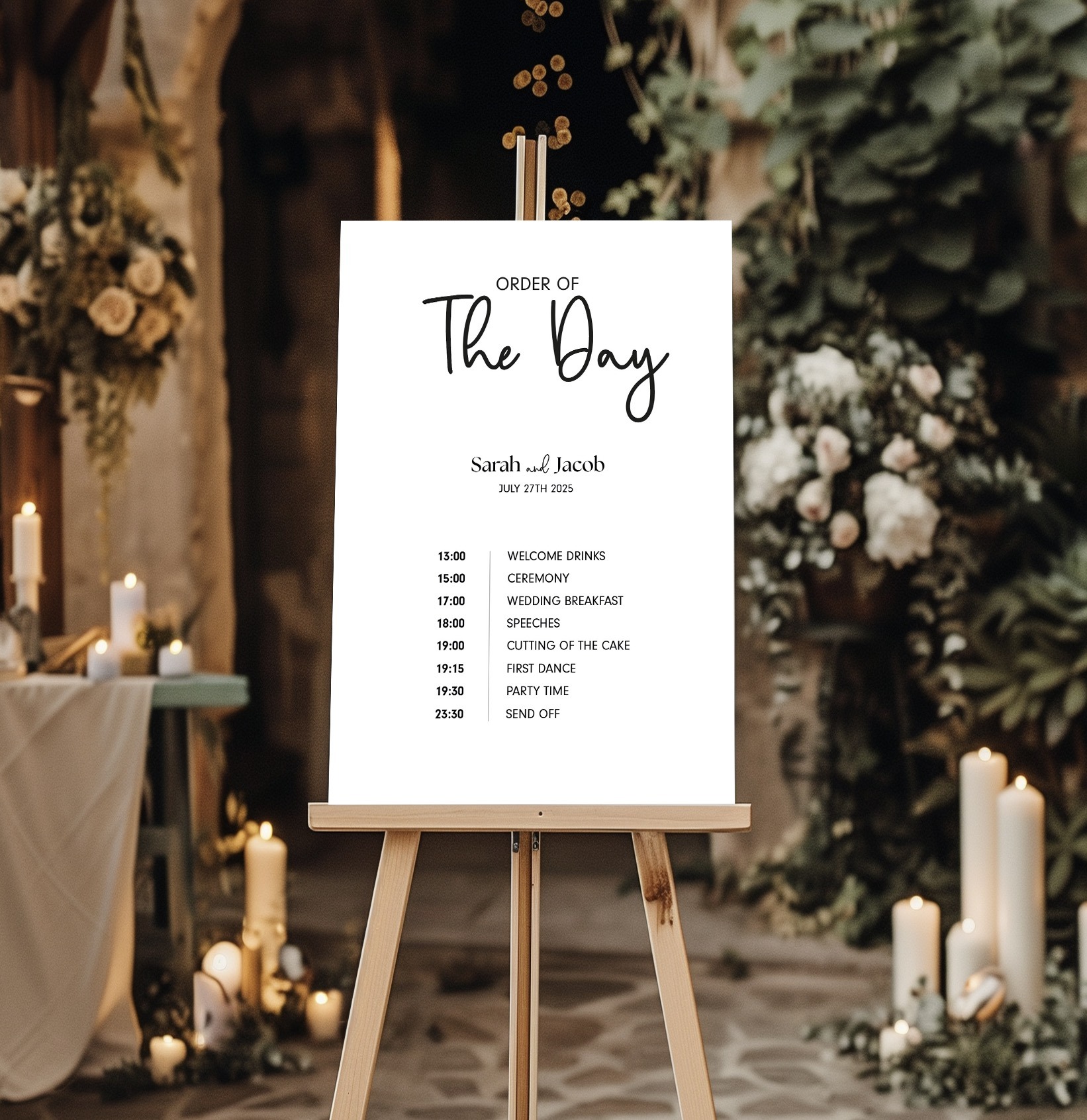 Order of The Day wedding Sign - Minimalist contemporary