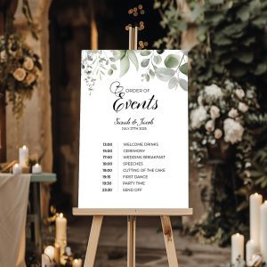 eucalyptus order of events wedding sign
