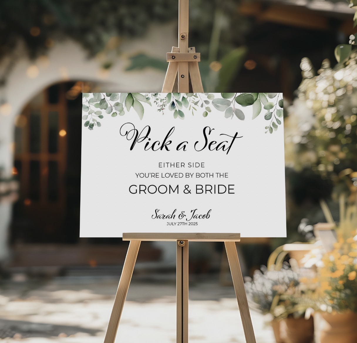 Pick a Seat Not a Side Wedding Sign – The Eucalyptus Suite - Image 3