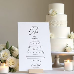 lets eat cake wedding sign