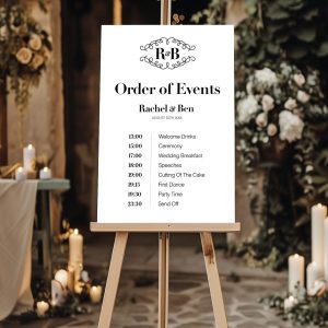 monogram order of events wedding sign