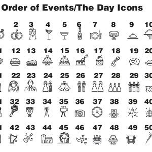 order of events wedding board icons