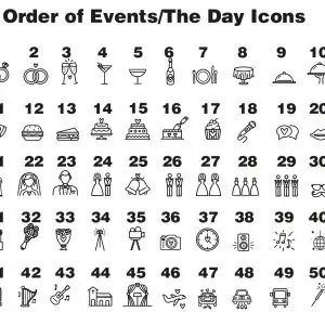 order of events wedding board icons