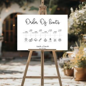 order of events wedding sign with icons