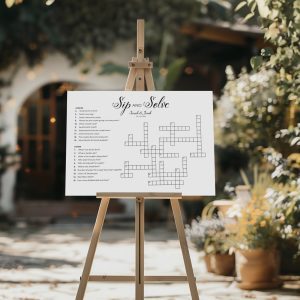 sip and solve wedding crossword board