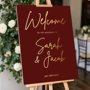 Burgundy Wedding Welcome Sign