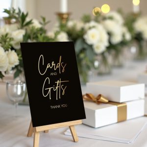 black & gold cards & gifts wedding sign
