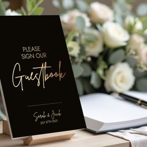 black & gold guestbook sign
