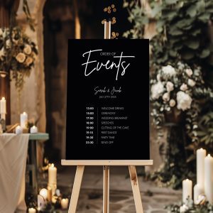 black order of events wedding sign