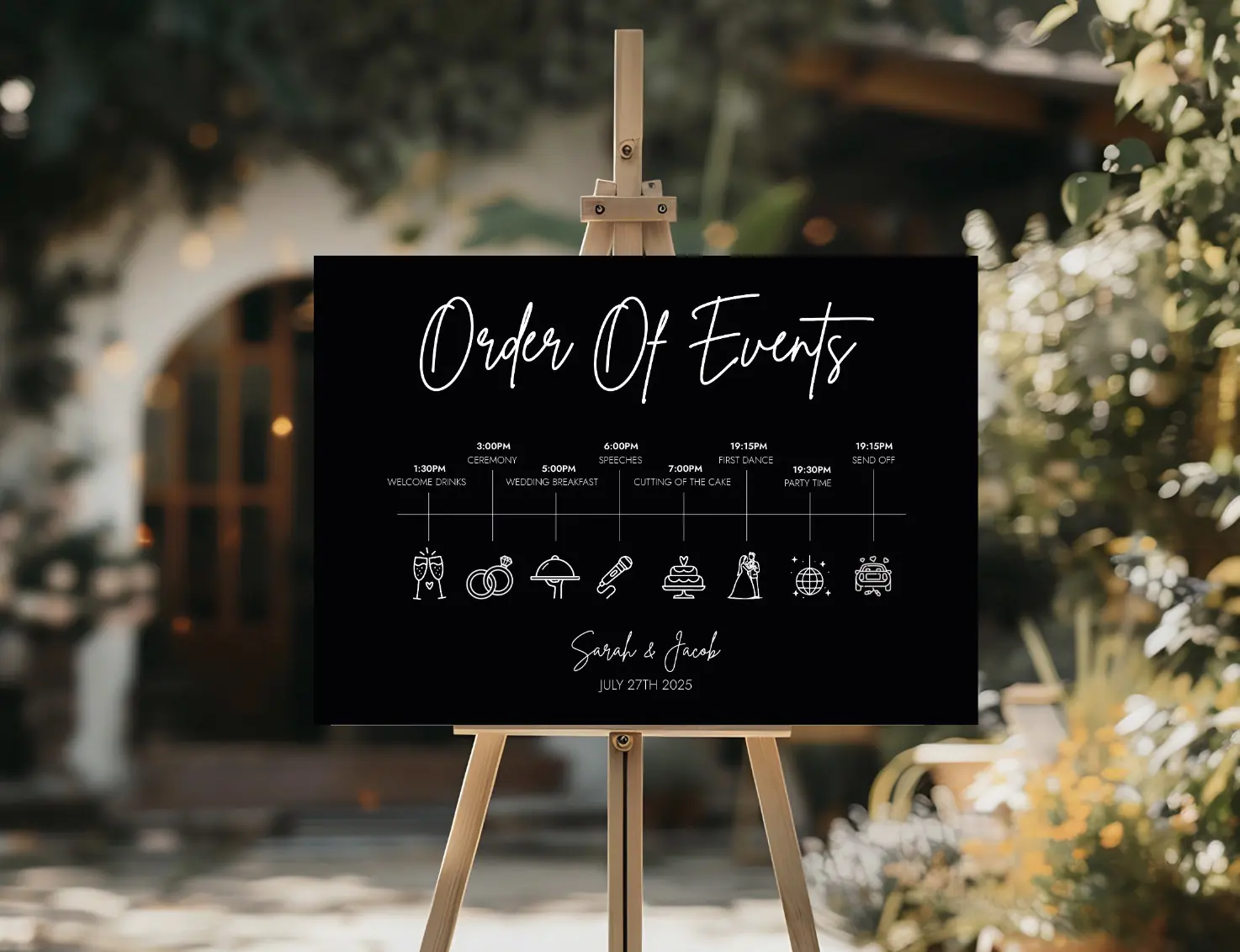 Black Order of Events Wedding Sign – Signature Noir - Image 3