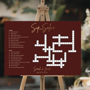 burgundy sip & solve wedding crossword