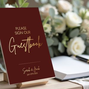 burgundy wedding guestbook sign