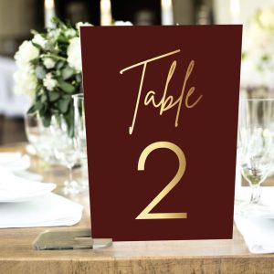 burgundy wedding table number