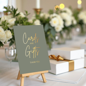 cards and gift wedding sign