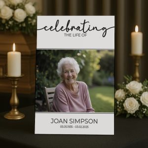 celebrating the life of funeral sign