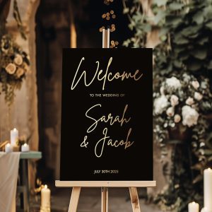 custom black gold welcome sign