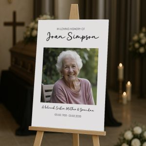 funeral photo sign