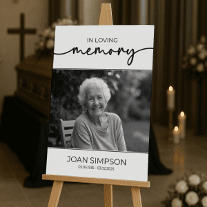 funeral photo sign