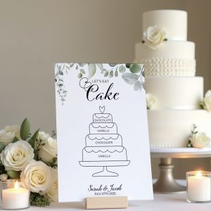 lets eat cake wedding sign The Eucalyptus Suite