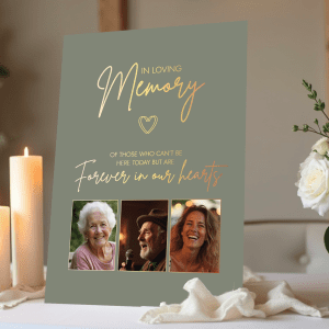 sage green in loving memory sign