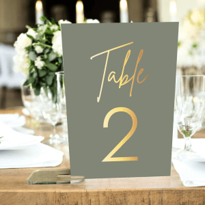 sage green wedding table numbers