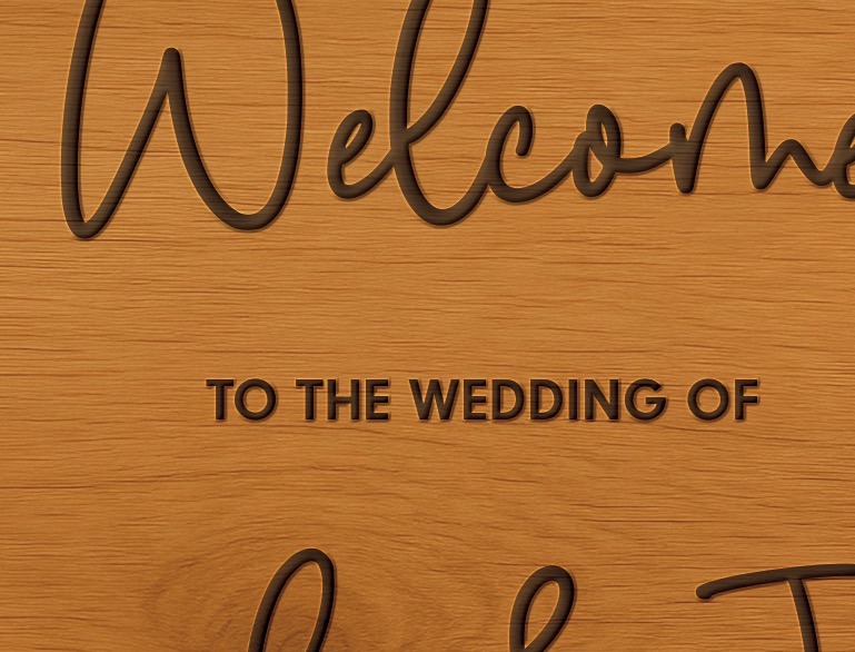 Engraved Wooden Signs for Ceremony - Contemporary Antique Pine text effect
