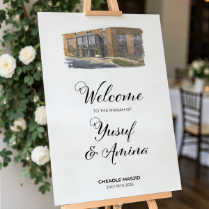 Illustrated Watercolour Nikkah Welcome Sign