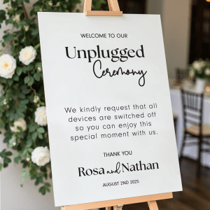 Unplugged phone-free wedding ceremony