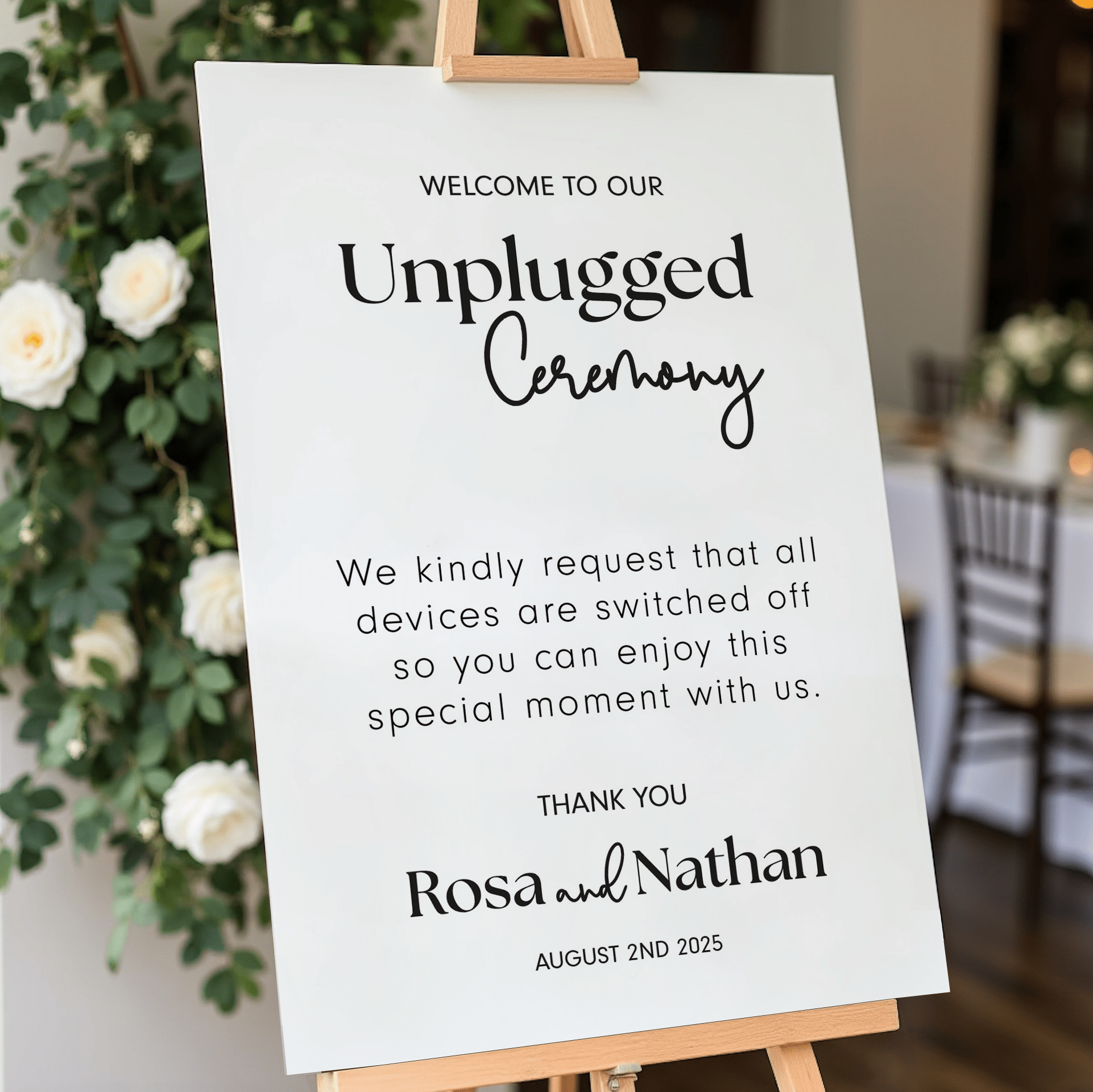 Unplugged phone-free wedding ceremony