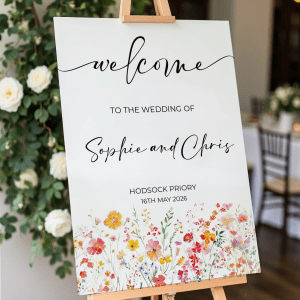 boho wildflower wedding sign