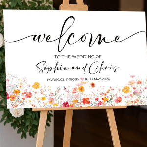 boho wildflower wedding sign landscape