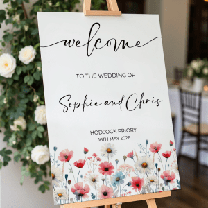 custom wildflower wedding signage