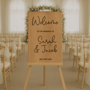 portrait engraved wedding welcome sign