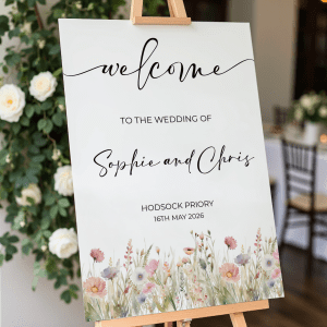 rustic wildflower wedding sign