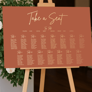 terracotta take your seat sign landscape