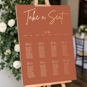 terracotta take your seat sign portrait
